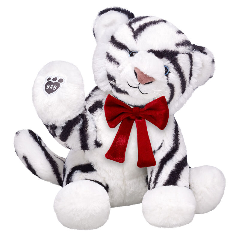 White Tiger Stuffed Animal with Red Gifting Bow - Build-A-Bear Workshop&reg;