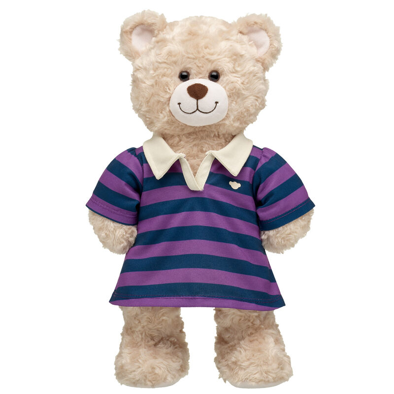 Navy and Purple Stripe Polo Dress for Stuffed Animals - Build-A-Bear Workshop®