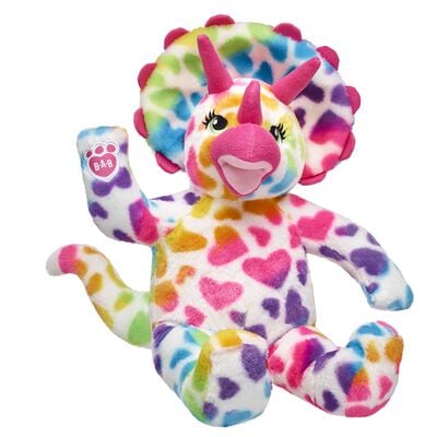 Rainbow Hearts Triceratops Soft Toy