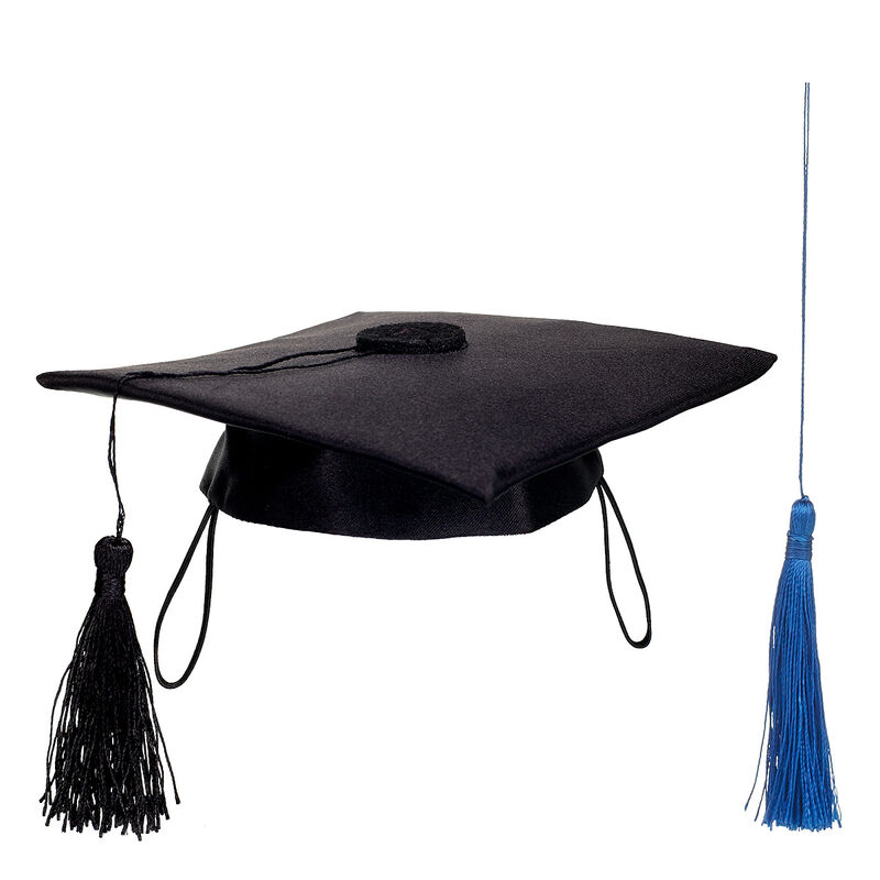 Online Exclusive Black Graduation Cap with Blue Tassel