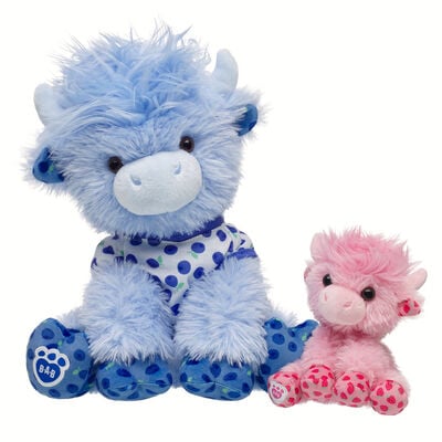 Blueberry Highland Cow Soft Toy with Mini Beans&reg; Strawberry Highland Cow