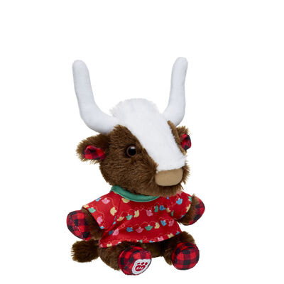 Build-A-Bear Mini Beans® Buffalo Check Highland Cow Soft Toy Festive Lights Gift Set