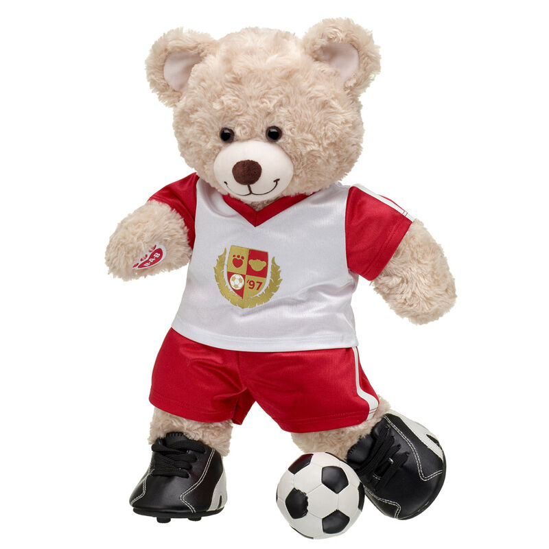 Happy Hugs Teddy Red & White Soccer Uniform Gift Set