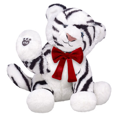 White Tiger Soft Toy with Red Gifting Bow