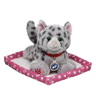 Promise Pets&trade; Ocicat Soft Toy with Pink Bed