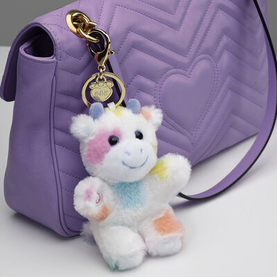 Colorful Splatter Cow Plush Bag Charm