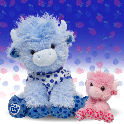 Blueberry Highland Cow Soft Toy with Mini Beans&reg; Strawberry Highland Cow