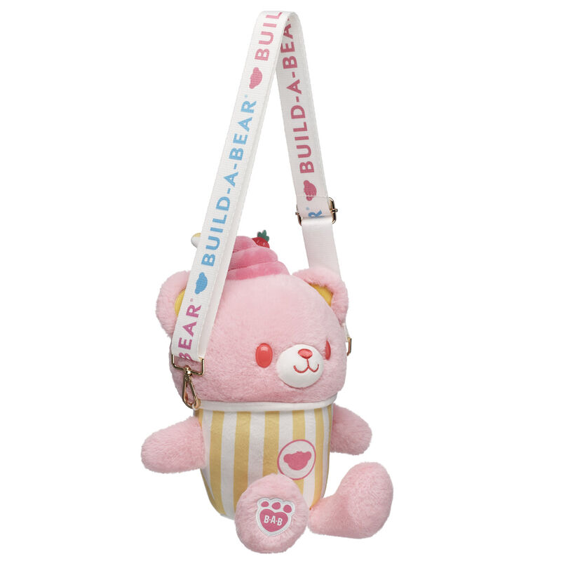Strawberry Lemonade Bear Slushie Plushie with Carrying Strap plush by Build-A-Bear