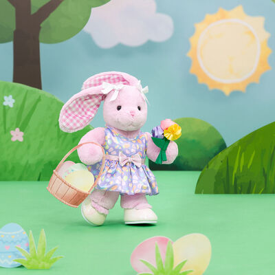 Pink Gingham Pawlette&trade; Bunny Plush Spring Flowers Gift Set