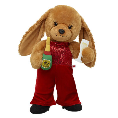 Barkleigh™ Dog Stuffed Animal Red Jumpsuit Gift Set with Bubbly Wristie