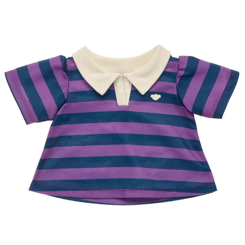 Navy and Purple Stripe Polo Dress for Stuffed Animals - Build-A-Bear Workshop®