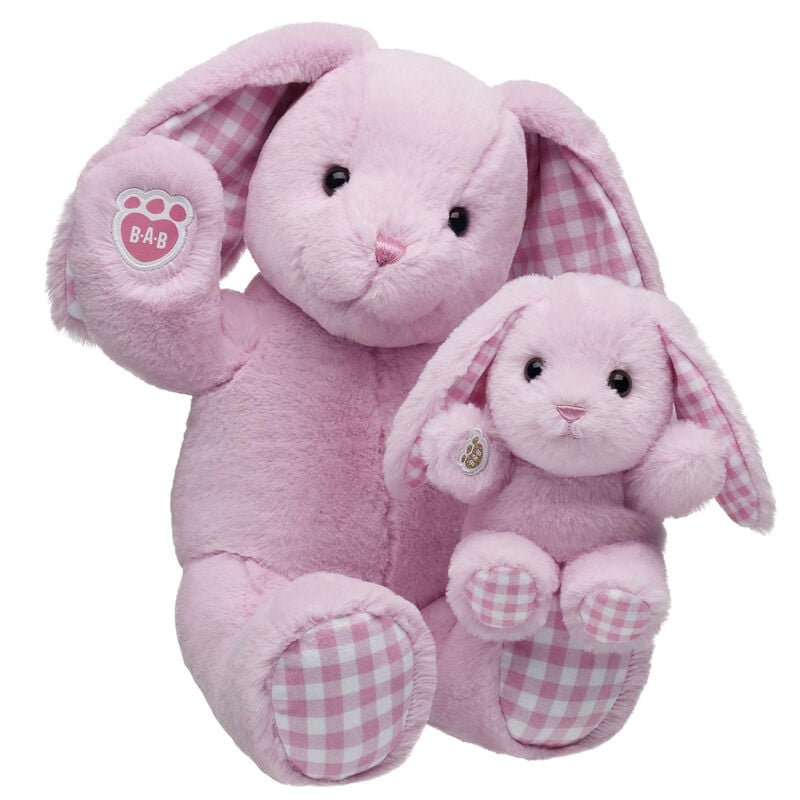 Pink Gingham Pawlette Bunny Plush with Mini Bean plush by Build-A-Bear