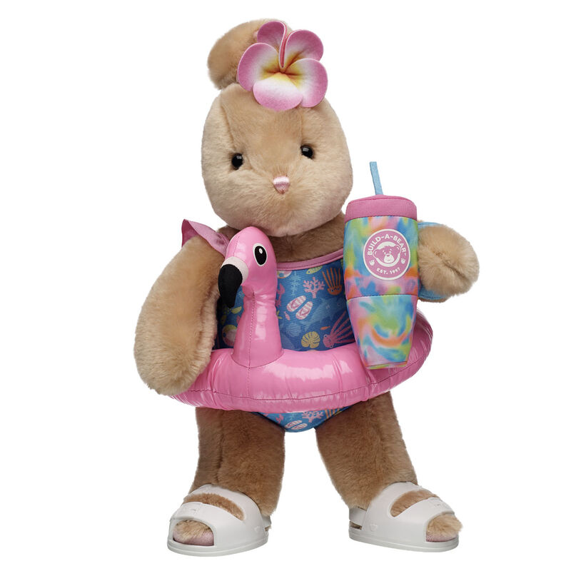 Pawlette Bunny Plush Flamingo Floatie Gift Set plush by Build-A-Bear