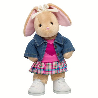 Pawlette&trade; Bunny Plush Plaid Skirt & Denim Jacket Gift Set