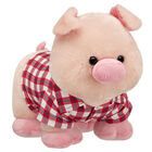 Fuzzy Pink Pig Soft Toy Farm Plaid Gift Set