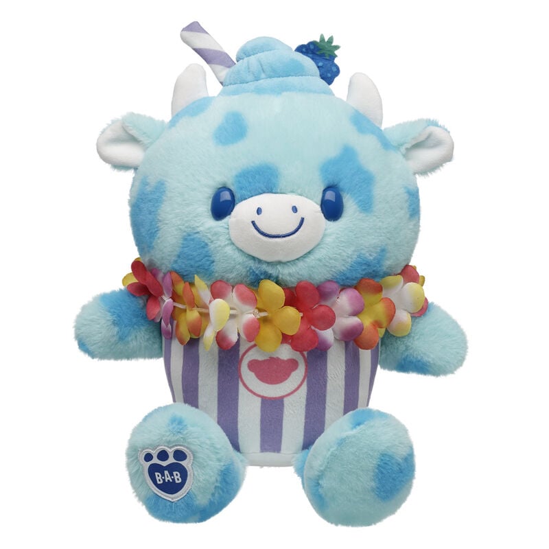 Blue Raspberry Cow Slushie Plushie with Lei Necklace plush by Build-A-Bear