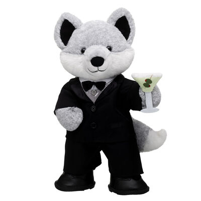 Silver Fox Soft Toy Martini Gift Set