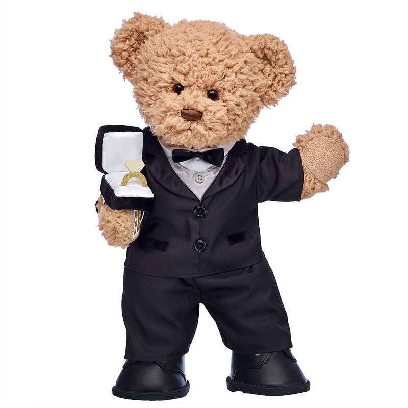 Timeless Teddy Groom and Plush Ring Box Gift Set